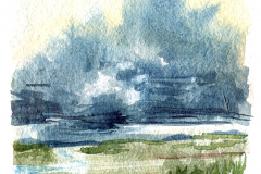 Mauricio Piza, Tempestade ao longe, Distant storm, watercolor, 2018, 8 x 8", 21 x 21 cm