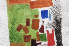 Mauricio Piza, Objetos no Jardim, Objects in the Garden, watercolor, 20 x 20 cm, 2018