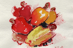 Mauricio Piza, Cajus 2, Cashews 2, 20 x 20 cm, watercolor and calligraphy ink, 2020