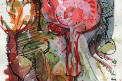 Mauricio Piza, Floresta Mágica, Magic Forest, watercolor and calligraphy ink, 25 x 15 cm, 2020