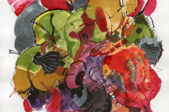 Mauricio Piza, Flores ou Frutas. Flowers or Fruit, watercolor and calligraphy ink, 20 x 20 cm, 2020