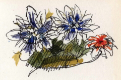 Mauricio Piza, Flor do Maracujá, Passion Fruit Flower, 5 x 8 cm, watercolor and ink, 2020