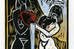 Mauricio Piza, A Fonte e as Ninfas, The Source and the Nymphs, Linocut, 30 x 20 cm, 1991