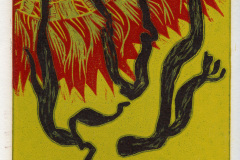 Mauricio Piza, Ícaro, Icarus, linocut, 30 x 20 cm, 1994