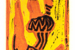 Mauricio Piza, Ícaro, Icarus, linocut, 20 x 15 cm, 1994