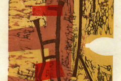 Mauricio Piza, O Quarto de Vincent, Vincent's Room, woodcut, 30 x  20, 1995