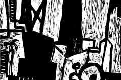 Mauricio Piza, Avenida Pompéia, pompeia Avenue,  woodcut, 54 x 39 cm, 2011