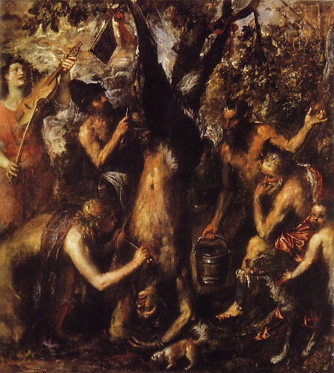Titian, The Flaying of Marsyas, oil, c. 1570–1576.