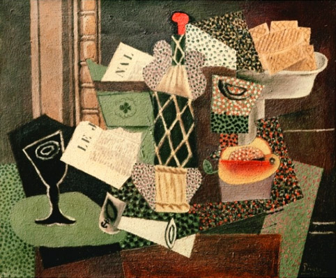Picasso-still-life-with-a-bottle-of-rum-1914